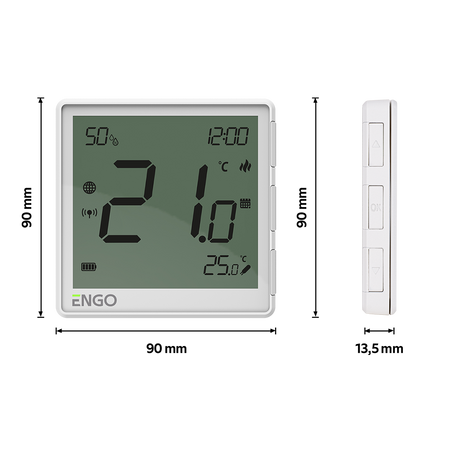 EONE-BATW - Regulator temperatury, bateryjny (Li-Ion), biały, Internetowy, akumulatorowy, ZigBee, natynkowy