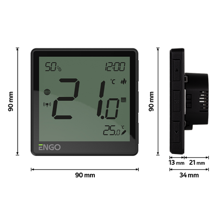 EONE-230B - Regulator temperatury, 230V, czarny, Internetowy, podtynkowy, ZigBee