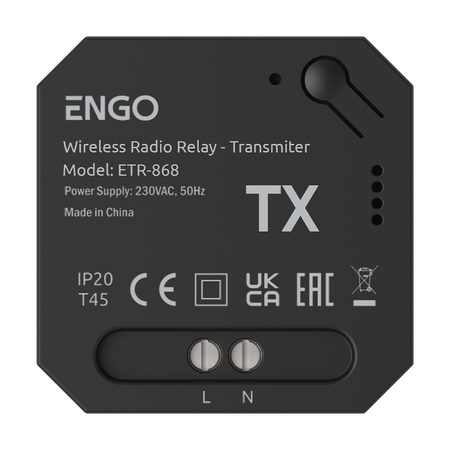 ETR-868 - Przekaźnik bezprzewodowy EngoLink, nadajnik+odbiornik sterowany radiowo, 868Mhz, 230V