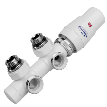 Zawór termostatyczny TWINS; kątowy; lewy; biały błyszczący; TSGS0206CFK/L