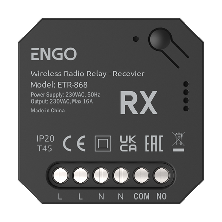 ETR-868 - Przekaźnik bezprzewodowy EngoLink, nadajnik+odbiornik sterowany radiowo, 868Mhz, 230V