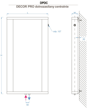 DECOR PRO 20/050 grzejnik pionowy