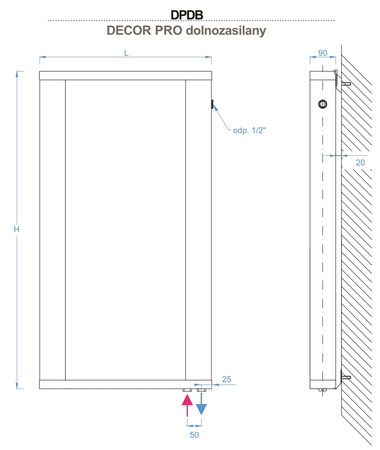 DECOR  PRO 18/050 grzejnik pionowy