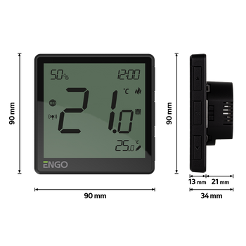 EONE-230B - Regulator temperatury, 230V, czarny, Internetowy, podtynkowy, ZigBee