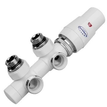 Zawór termostatyczny TWINS; kątowy; prawy; biały błyszczący;  TSGS0206CFK/P