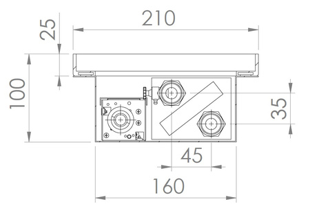 MINIVENT 100 L-750 - wąski grzejnik podłogowy kanałowy, głębokość 10 cm, wentylator 24 V