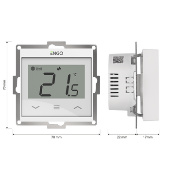 E55-W - Regulator temperatury do ramki 55x55, 230V, biały, Internetowy, Wi-Fi