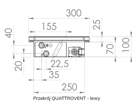 QUATTROVENT 100; L-1250 z wentylatorem 230V