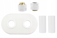 Zestaw maskujący rozeta podwójna, złączki Cu 15x3/4; biały