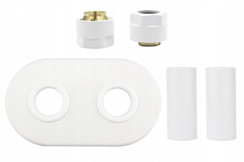 Zestaw maskujący rozeta podwójna, złączki Cu 15x3/4; biały